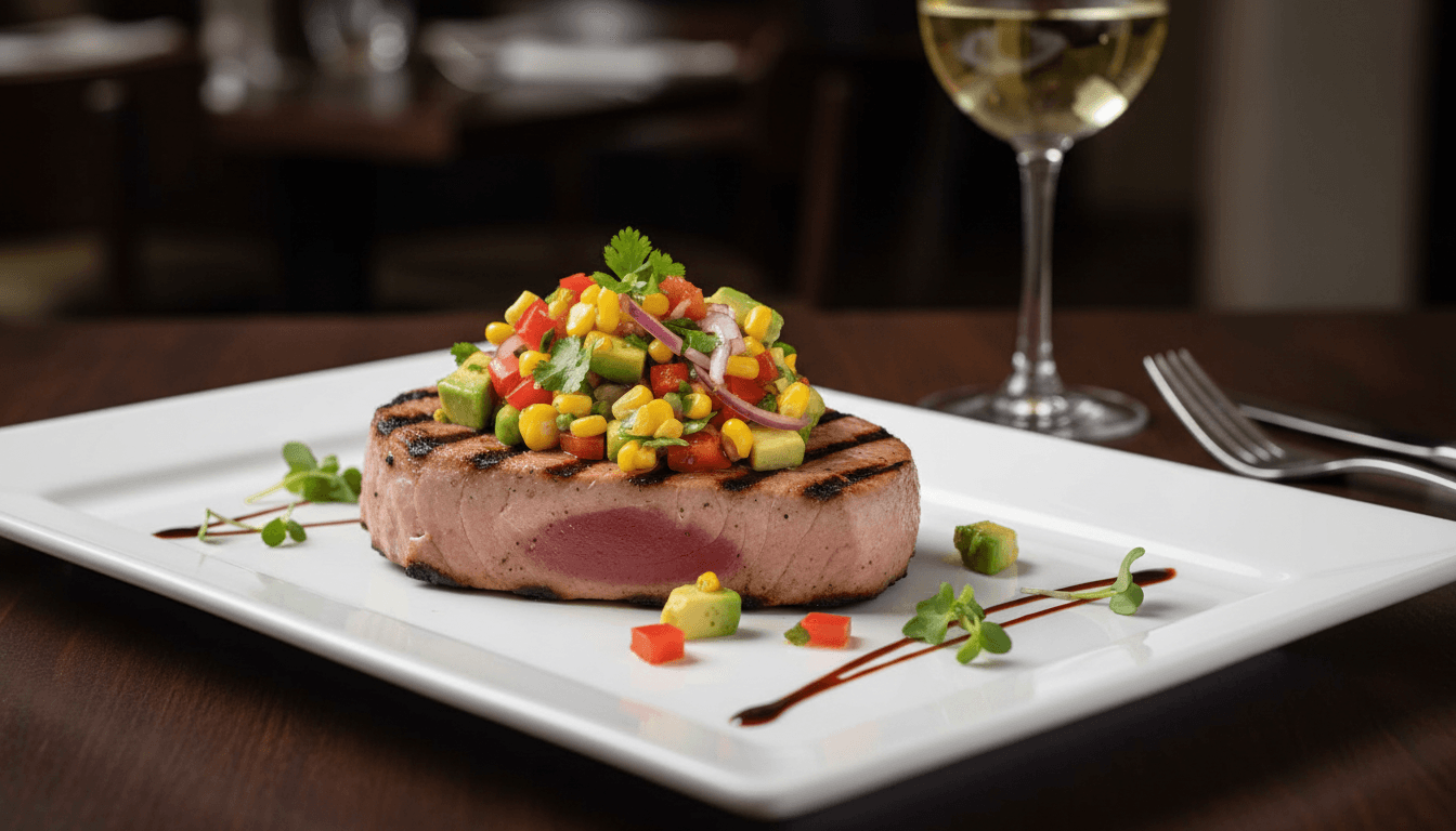 Tuna steak in josper with vegetable salsa