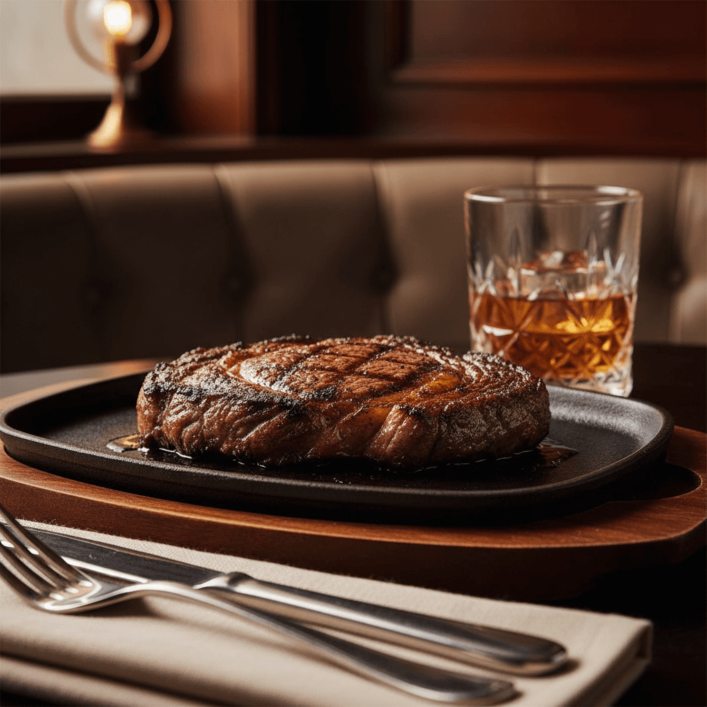 Grilled ribeye steak with rosemary