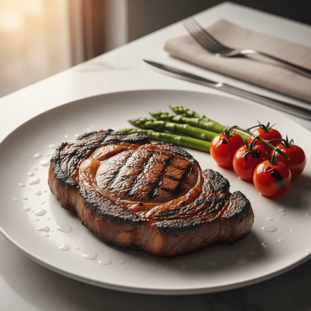 Grilled steak on a wooden board