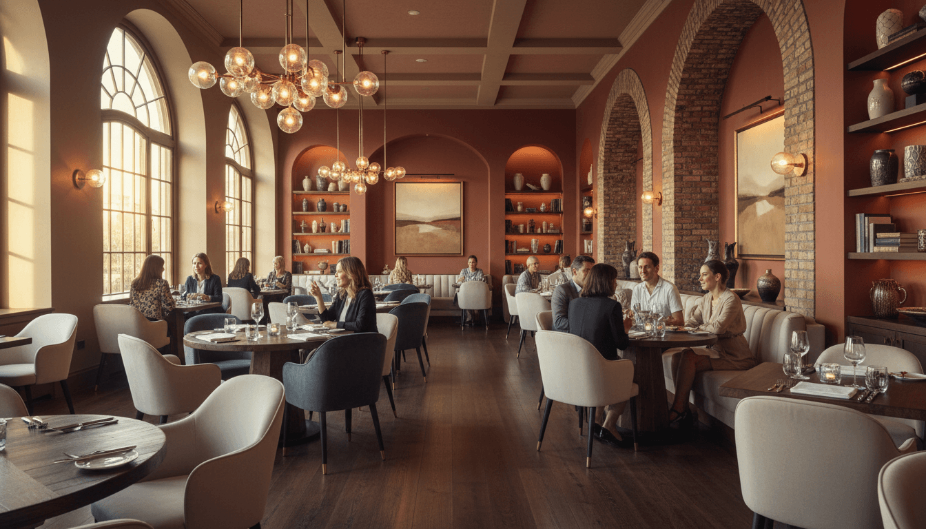 Cozy dining room at GUSTAV with warm lighting
